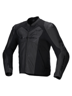 Alpinestars Faster V3 Airflow Lederjacke, Herren-Motorradlederjacke in Schwarz, mit perforierten Einsätzen und Schulterprotektoren