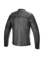 Alpinestars Blacktrack Lederjacke, Urban Road Motorradjacke, Herren, Schwarz, Rindsleder mit Akkordeon-Einsätzen am Rücken.