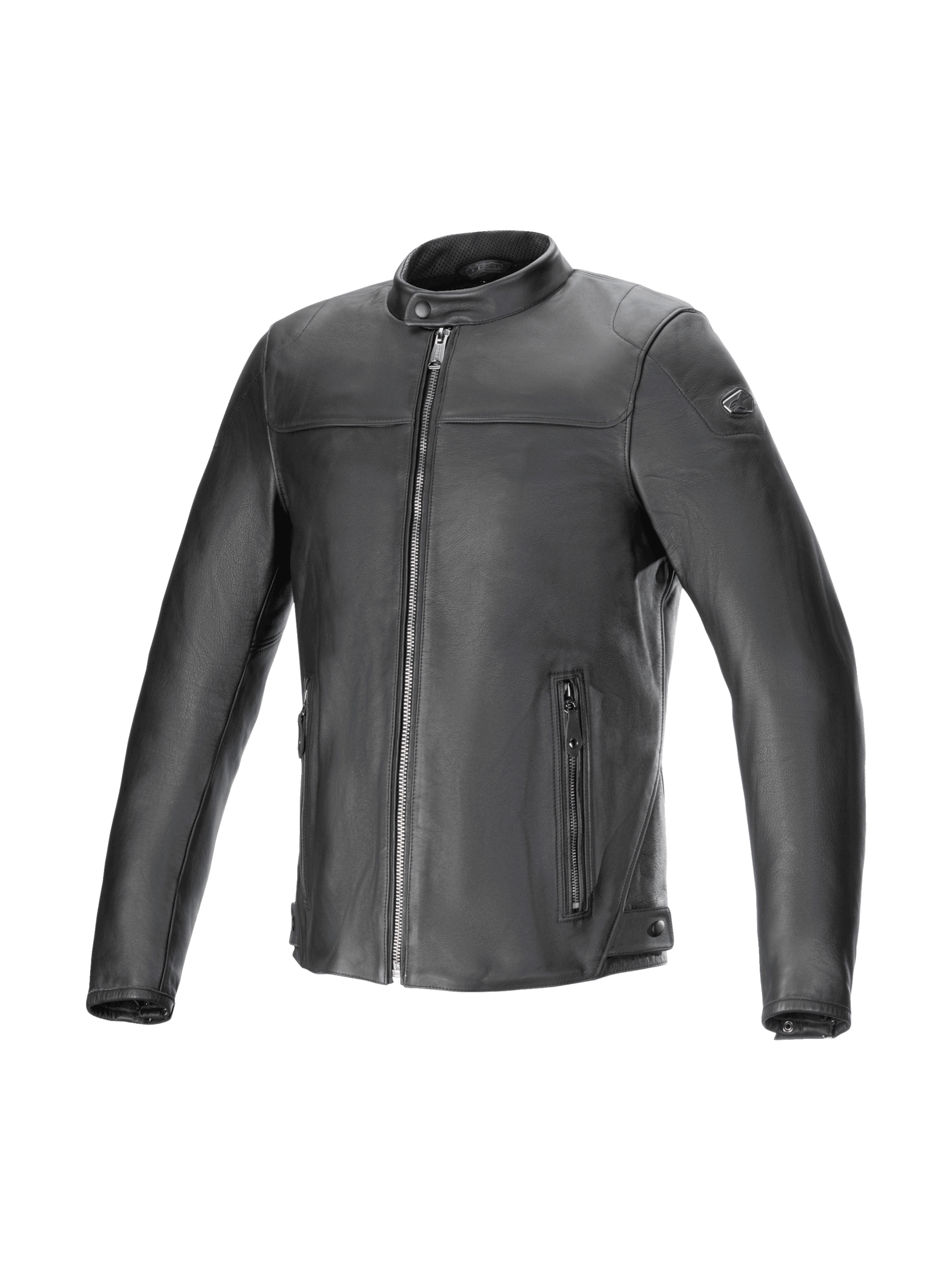 Alpinestars Blacktrack Lederjacke, schwarze Motorradjacke aus Rindsleder für Herren, Urban-Road-Style, Tech-Air Ready.