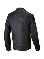 Alpinestars Dyno Lederjacke, urbane Motorradjacke für Herren, Schwarz, Rindsleder, Rückansicht.
