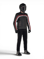 Alpinestars Dyno Lederjacke, schwarzes und rubinrotes Rindsleder, Urban-Motorradjacke für Herren, Tech-Air® ready.