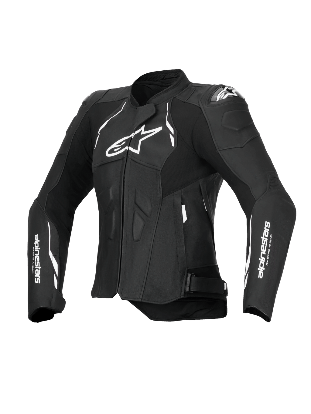 Alpinestars Stella Dusk Lederjacke, Damen-Motorradlederjacke in Schwarz und Weiß, CE-zertifiziert mit DFS-Schulterschutz und Tech-Air Ready