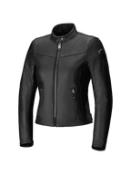 Alpinestars Tory Women Leather Jacket, Urban Motorcycle Jacket, Black, tailored fit with metallic gunmetal front zipper, vertical zippered side pockets, and perforated leather collar, sleek bovine leather finish