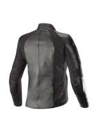 Alpinestars Stella Vika V2 Lederjacke, schwarze Damen-Motorradjacke für den Urban-Einsatz, Aramid-Stretcheinsätze, Rückansicht.