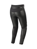 Alpinestars Stella Vika V2 Lederhose, Damen-Motorradhose, Schwarz, schützende Aramid-Stretch-Einsätze, Rückansicht.