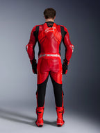 Alpinestars GP Plus V4 Sprint Lederkombi, Motorradrennkombi, Rot und Schwarz, Leder, Aero-Höcker, Rückansicht