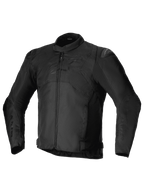 Alpinestars T-SP 1 V2 Waterproof Jacket, Schwarz, Sportliche Textil-Motorradjacke, flacher Kragen, lange vorgekrümmte Ärmel, Frontreißverschluss, DFS Lite Schulterschleifer, Ton-in-Ton Alpinestars-Logo auf der Brust
