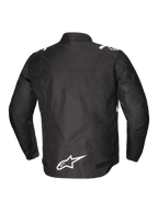 Alpinestars T-SPS V2 Wasserdichte Jacke, Herren-Motorradjacke, Rückansicht in Schwarz mit weißen Akzenten und reflektierendem Logo, aus abriebfestem 600D-Polyester