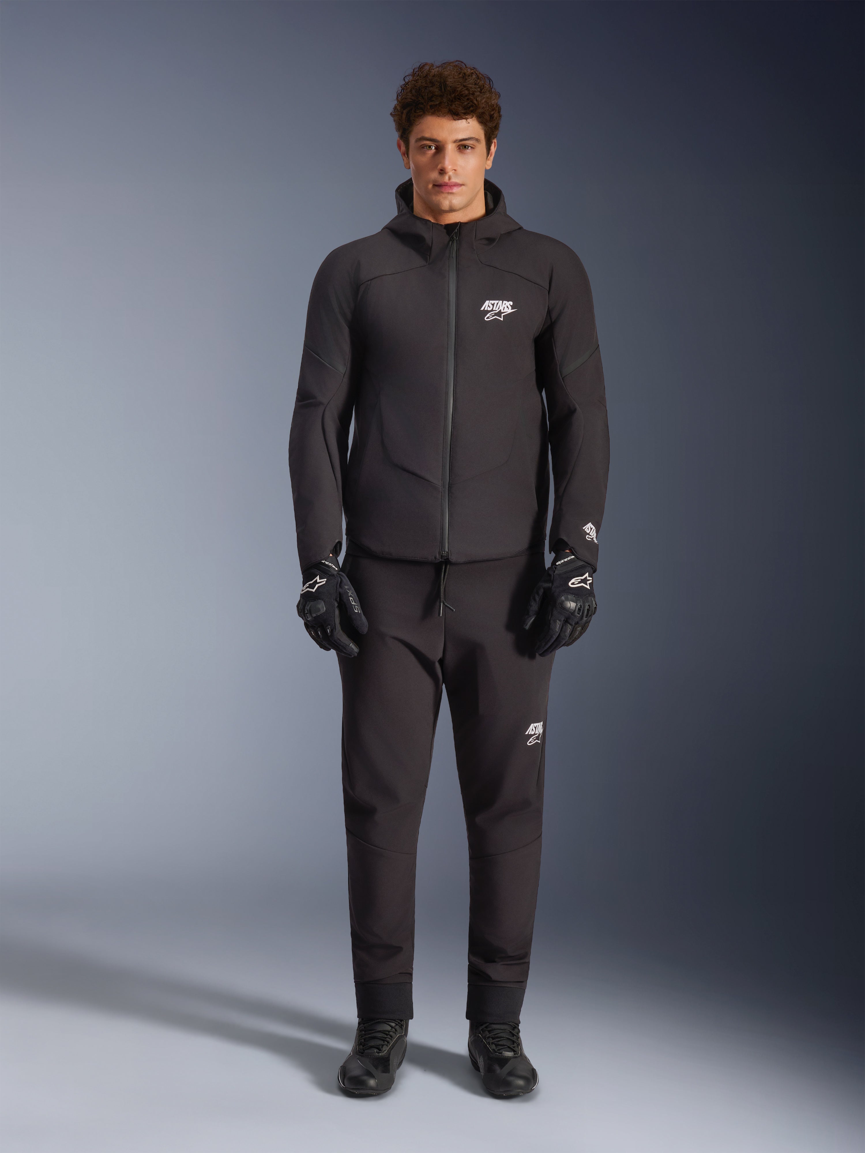 Alpinestars Aeroshell Wasserdichte Jacke, Motorrad-Kapuzenjacke aus Softshell, Herren, Schwarz, wasserdicht, für die Straße.