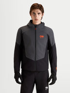 Alpinestars Aeroshell Waterproof Jacket, Men's motorcycle sports softshell jacket in Black and Dark Gray with an open-slot hood and CE-certified protection