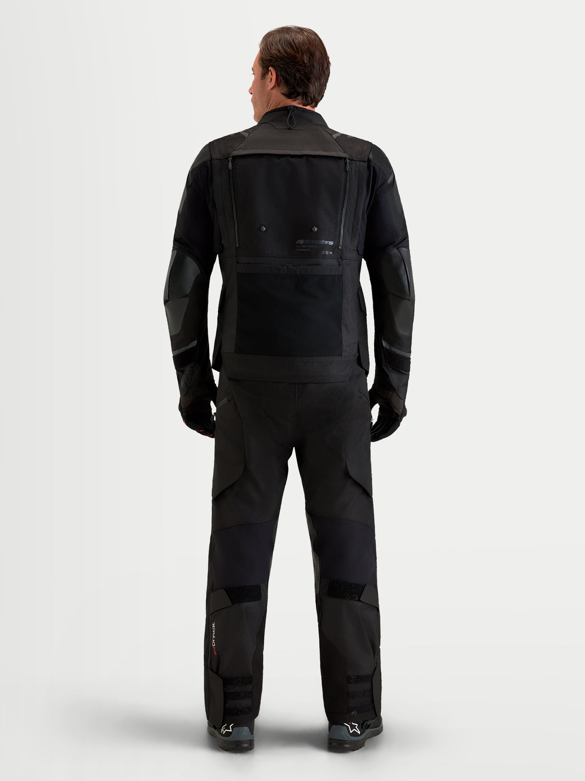 Alpinestars Harok V2 Drystar Jacke, Herren-Motorradjacke für All-Terrain-Abenteuer in Schwarz, Rückansicht mit modularer Belüftung am Rücken und Ripstop-Konstruktion