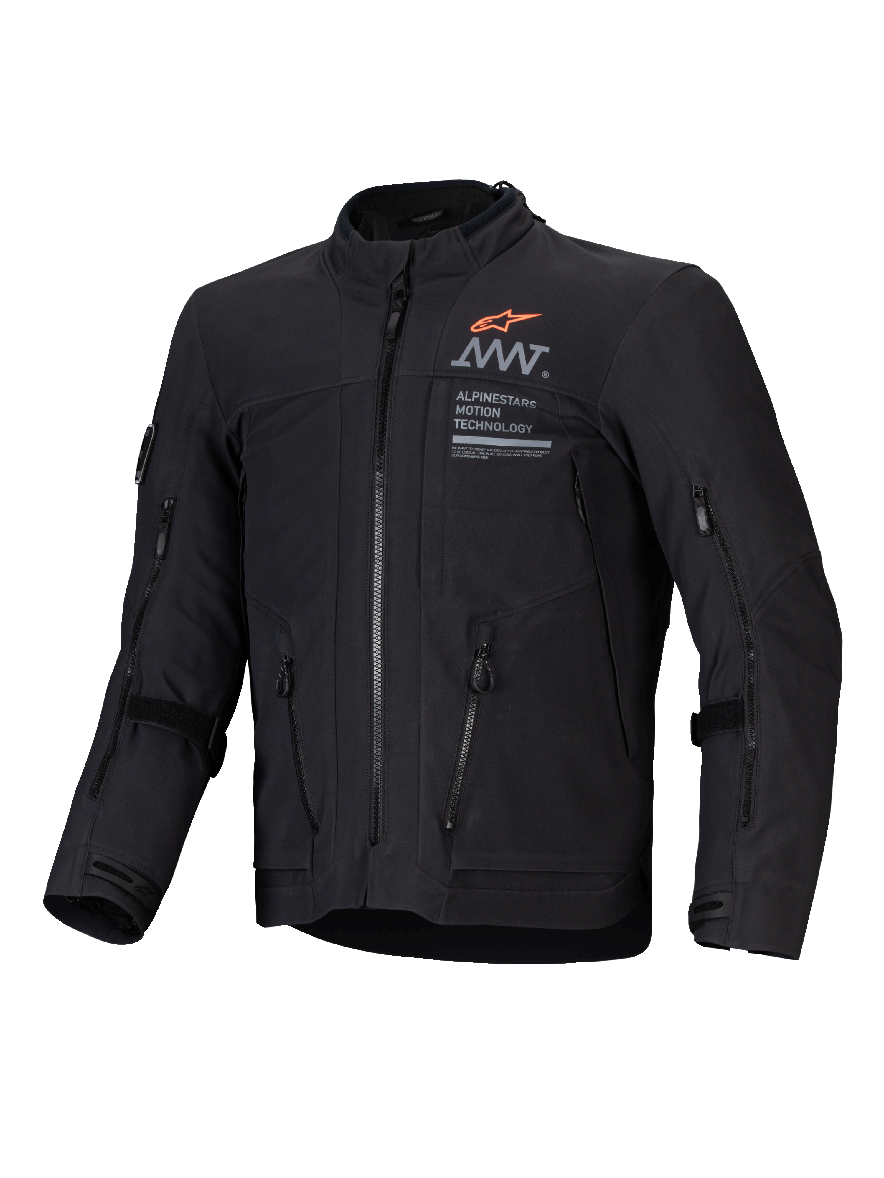 Alpinestars AMT-8 Stretch Drystar® XF Jacke, schwarze Adventure-Touren-Motorradjacke mit Belüftungsöffnungen vorne und Markenlogos, CE-zertifiziert