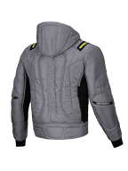 Alpinestars Mohobbs Wasserdicht Jacke, urbane Motorrad-Bomberjacke mit Kapuze, Herren, Lunar Grau und Limettenpunsch, gesteppte Polsterung und Astars-Schriftzug auf dem Rücken