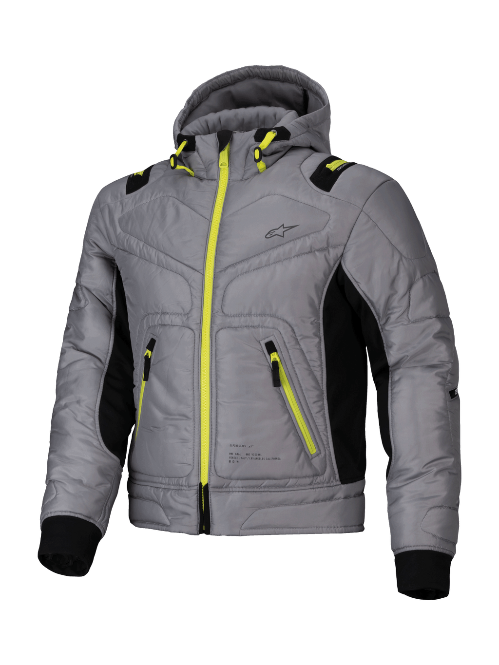 Alpinestars Mohobbs Wasserdicht Jacke, urbane Motorrad-Bomberjacke für Herren, Grau und Limettenpunsch mit schwarzen Akzenten, CE-zertifiziert mit Nucleon Flex Plus Protektoren und Tech-Air®-kompatiblem Design