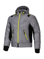 Alpinestars Mohobbs Wasserdicht Jacke, urbane Motorrad-Bomberjacke für Herren, Grau und Limettenpunsch mit schwarzen Akzenten, CE-zertifiziert mit Nucleon Flex Plus Protektoren und Tech-Air®-kompatiblem Design