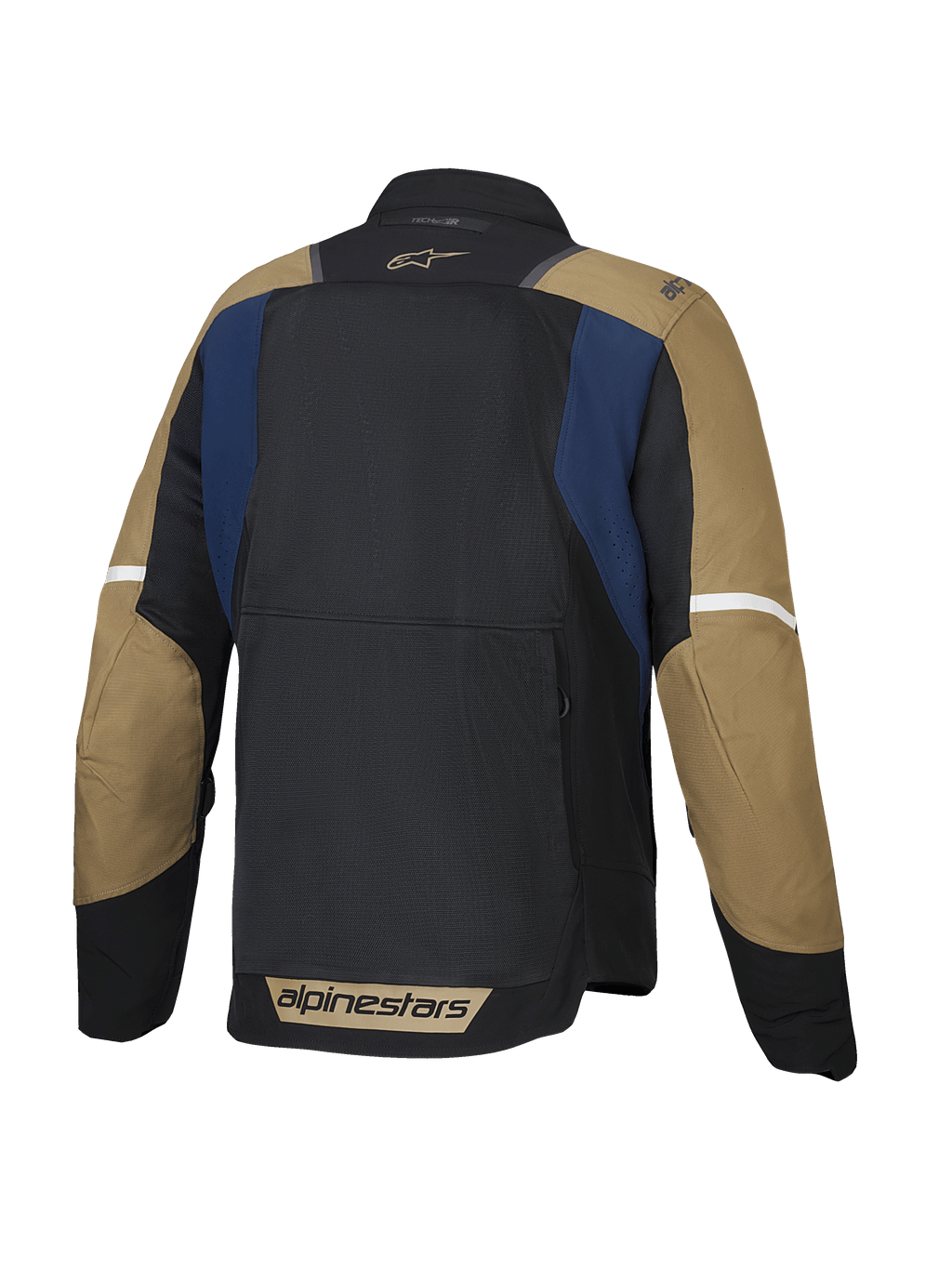 Alpinestars ST-2 Air Jacke, Herren-Sommer-Touring-Motorradjacke, Rückansicht mit belüfteten Mesh-Panels und verlängertem Rücken, Tiefblau, Dunkelkhaki und Schwarz, CE-zertifiziert und Tech-Air Ready