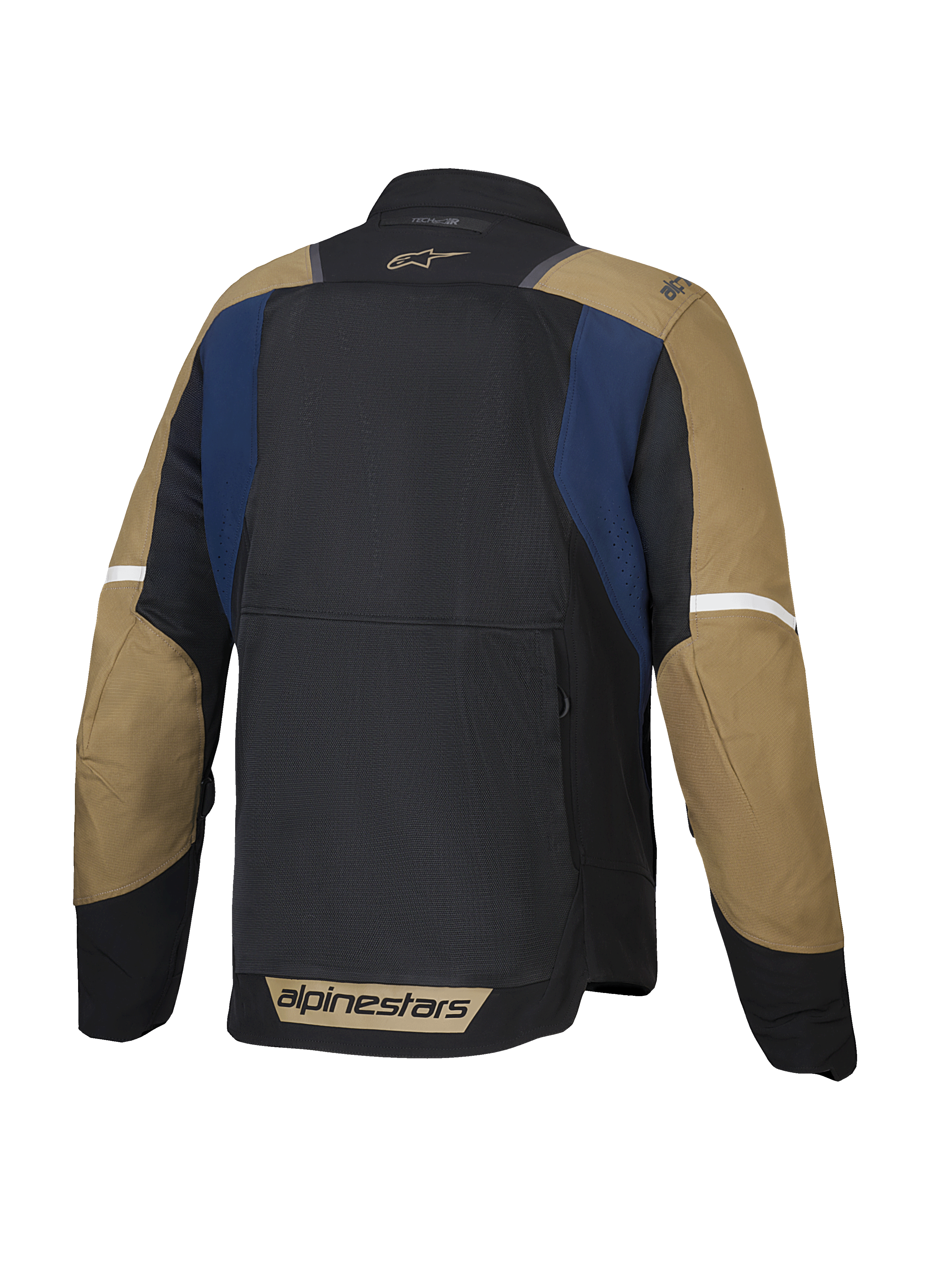 Alpinestars ST-2 Air Jacke, Herren-Sommer-Touring-Motorradjacke, Rückansicht mit belüfteten Mesh-Panels und verlängertem Rücken, Tiefblau, Dunkelkhaki und Schwarz, CE-zertifiziert und Tech-Air Ready