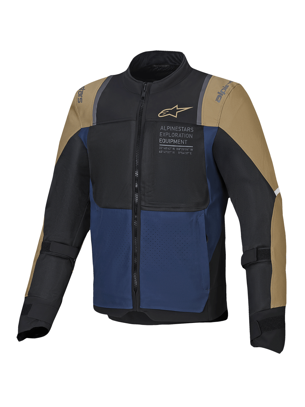 Alpinestars ST-2 Air Jacke, Sommer-Touring-Motorradjacke, Tiefblau, Dunkles Khaki und Schwarz, CE-zertifiziert, Mesh-Luftstrom-Belüftung