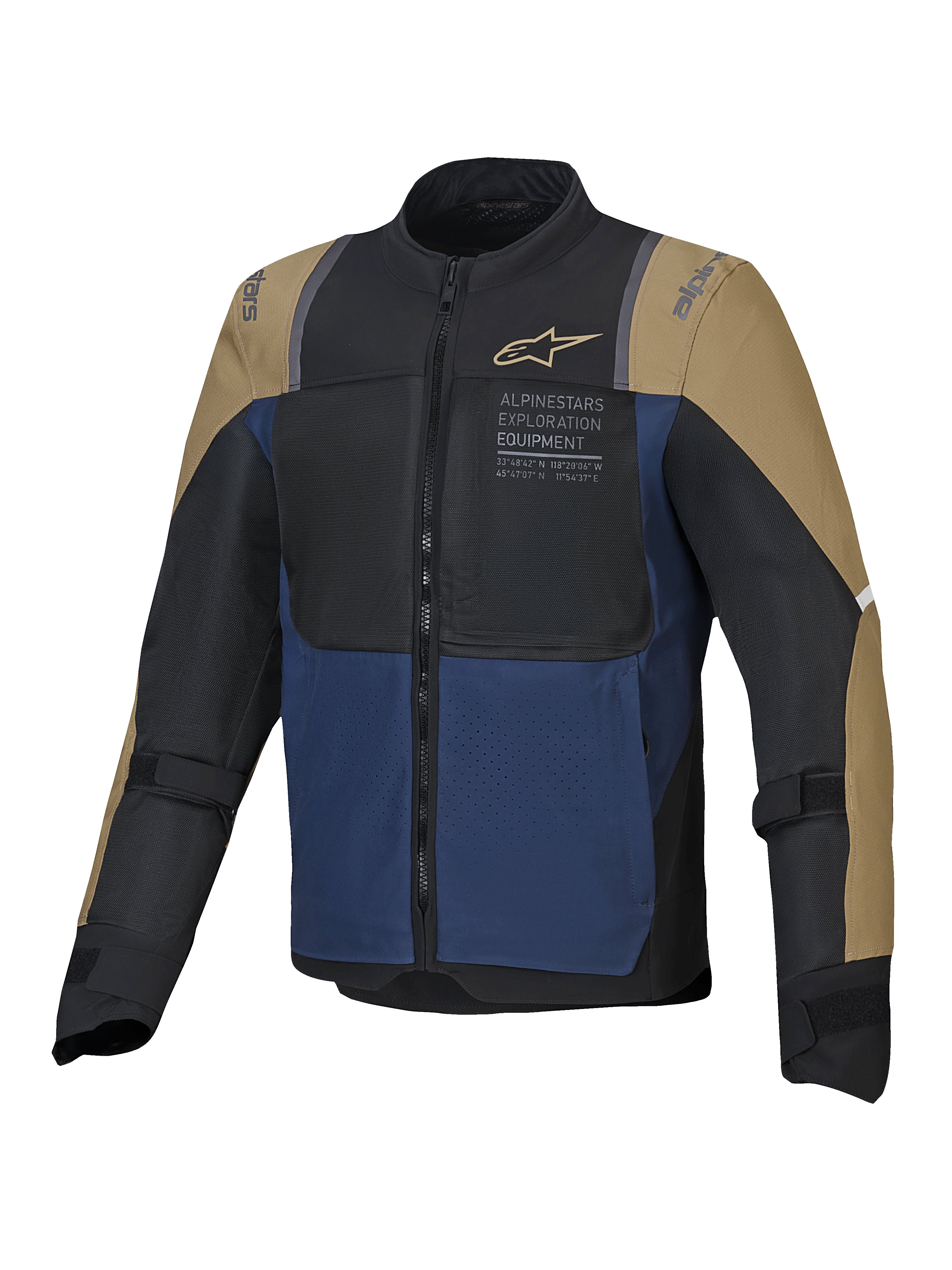 Alpinestars ST-2 Air Jacke, Sommer-Touring-Motorradjacke, Tiefblau, Dunkles Khaki und Schwarz, CE-zertifiziert, Mesh-Luftstrom-Belüftung