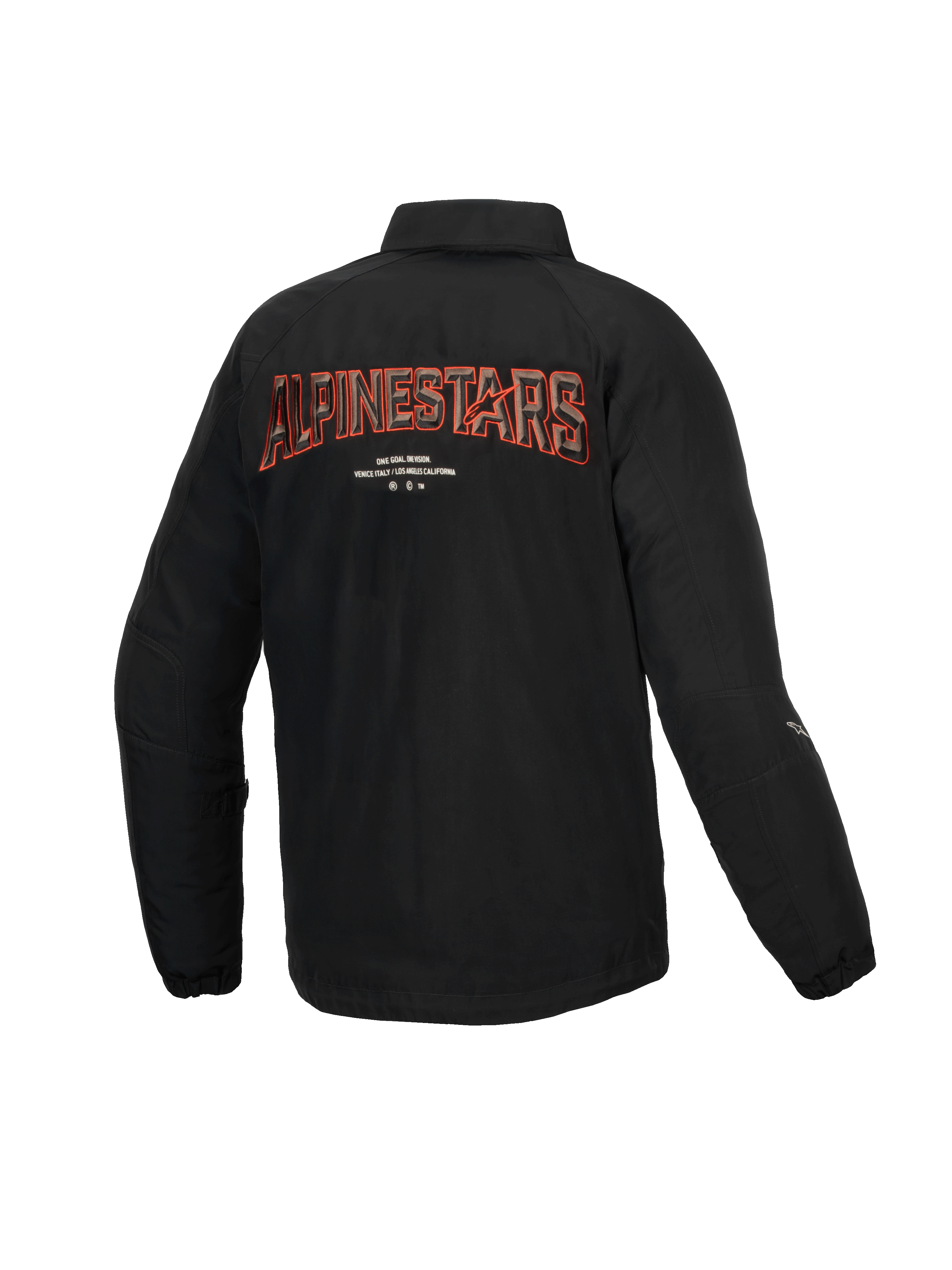 Alpinestars Revved Wasserabweisende Jacke, Herren Motorradjacke in Schwarz mit dreidimensionaler Stickerei auf dem Rücken, CE-zertifizierte Urban Coach-Jacke