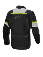 Alpinestars Bogota' Pro Drystar® Jacke, Herren Adventure Touring, Schwarz und Gelb Fluo, wasserdichtes Textil, Rückansicht.