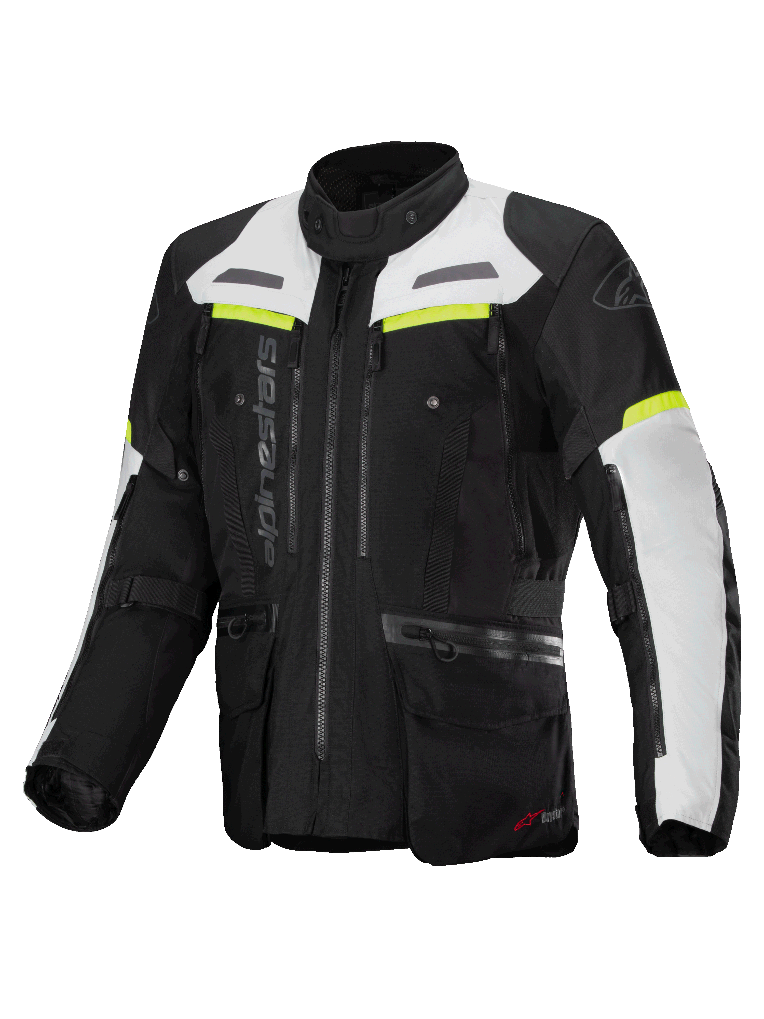 Alpinestars Bogota' Pro Drystar® Jacke, Adventure-Touring-Motorradjacke für Herren, Schwarz, Eisgrau und Gelb Fluo.