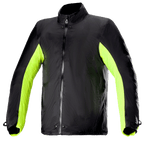 Alpinestars Bogota' Pro Drystar® Jacken-Regenhülle, wasserdichtes Motorradjacken-Innenfutter, Schwarz mit neongelben Seiten- und Armeinsätzen, durchgehender Frontreißverschluss mit Druckknöpfen an Hals und Taille, technisches Zubehör für Fahrten bei jedem Wetter