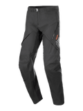 Alpinestars AMT-8 Stretch Drystar XF Hose, schwarze Motorrad-Tourenhose, Belüftungsöffnungen mit Reißverschluss am Oberschenkel, oranges Stern-Logo, verstellbare Taillenschnalle, verstärkte Kniebereiche, strapazierfähiges Stretch-Performance-Gewebe