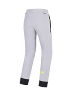 Alpinestars Aeroshell Hose, Motorrad-Softshellhose für Herren, Mittelgrau mit gelben Fluo-Akzenten, Rückansicht mit Stretch-Konstruktion, elastischem unterem Saum und Taschendetails