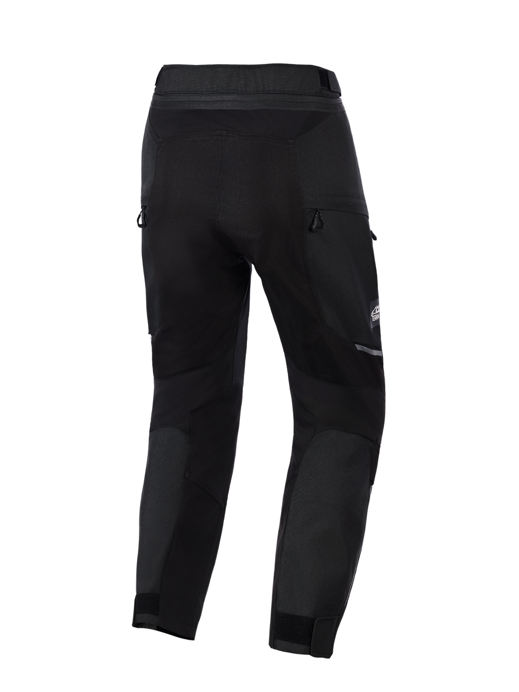 Alpinestars Cusco Drystar® Hose, Motorrad-Adventure-Hose, Schwarz, Rückansicht mit Belüftungsreißverschlüssen und Stretch-Einsätzen, strapazierfähige Textilkonstruktion mit reflektierenden Akzenten