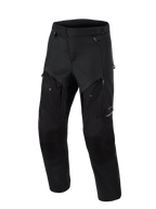 Alpinestars Cusco Drystar® Hose, Adventure-Motorradhose, Schwarz, Vorderansicht, mit Belüftungspaneelen mit Reißverschluss an den Oberschenkeln, strapazierfähiger Ripstop-Textilkonstruktion und ergonomischem Design für Straßen- und Adventure-Touren