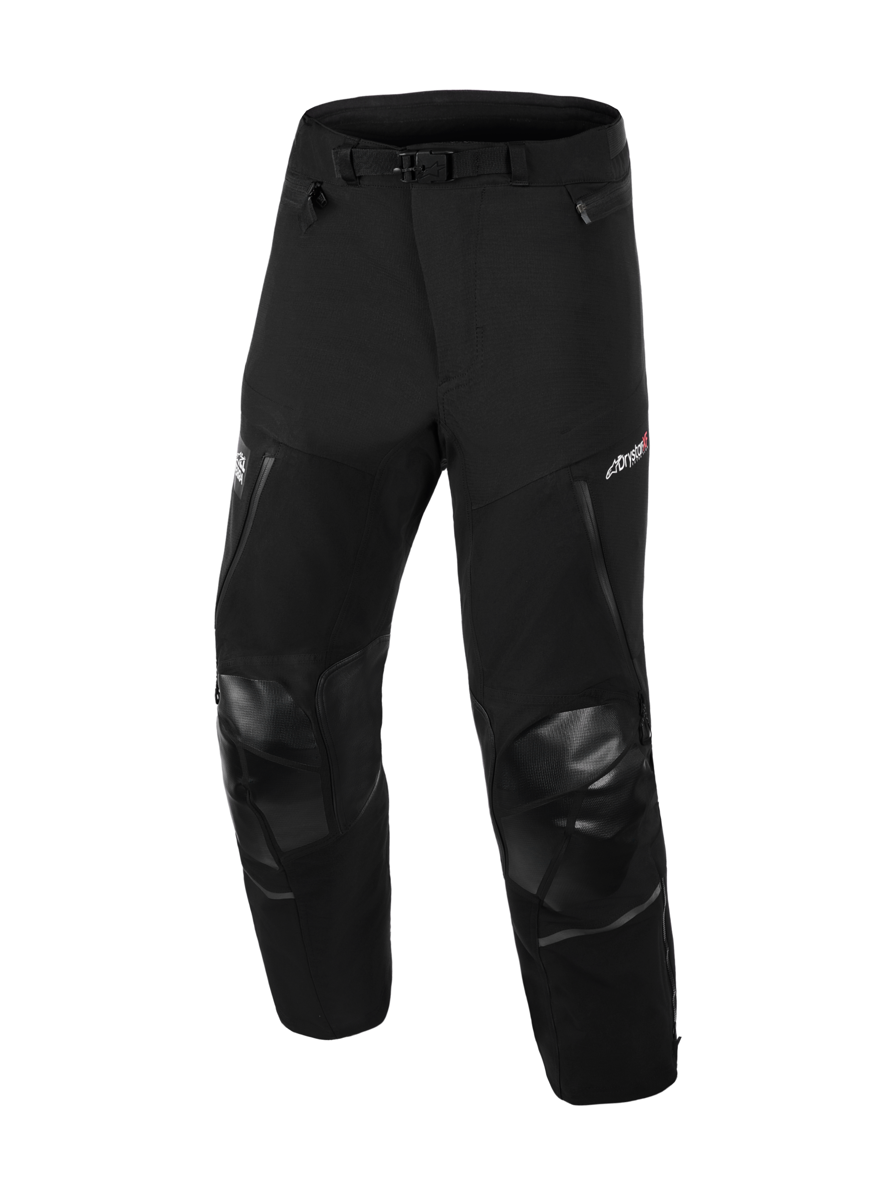 Alpinestars Andes Pro Drystar® XF Hose - Short, Adventure-Touring-Motorradhose, Schwarz und Dunkelgrau, robuste Textilkonstruktion, verstärkte Knieeinsätze mit strukturierter Oberfläche, verstellbarer Hüftgurt mit Schnalle, Belüftungsöffnungen mit Reißverschluss, Drystar® XF-Branding, strapazierfähige Allwetter-Fahrausrüstung