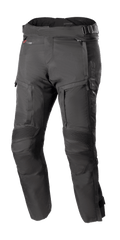 Alpinestars Bogota Pro Drystar 4 Seasons Hose Short, Schwarze Motorrad-Tourenhose, Wasserdicht und atmungsaktiv, Verstärkte Akkordeon-Knieeinsätze, Verstellbare Taillenriemen, Belüftung und Taschen mit Reißverschluss, Strapazierfähiges Ripstop-Gewebe, Ganzjahresschutz