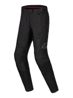 Alpinestars Stella ST-1 Wasserdichte Hose, Damen Adventure-Touring Motorradhose, Schwarz, vordere Reißverschlusstaschen, verstärkte Knieeinsätze, reflektierendes Alpinestars-Logo auf dem Oberschenkel, wasserdichte Textilkonstruktion mit vorgeformten Beinen