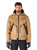 Alpinestars Morush Wasserdichter Parka, Motorradjacke mit Kapuze in Utility Brown und Schwarz, Urban-Fahrbekleidung, Vorderansicht mit schwarzem Reißverschluss und großen schrägen Taschen