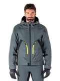 Alpinestars Morush Waterproof Parka, urban-graue Motorradjacke, leuchtend gelbe Reißverschlüsse und schwarze Akzente, Kapuzendesign mit großen Vordertaschen, technisches, von Streetwear inspiriertes Styling