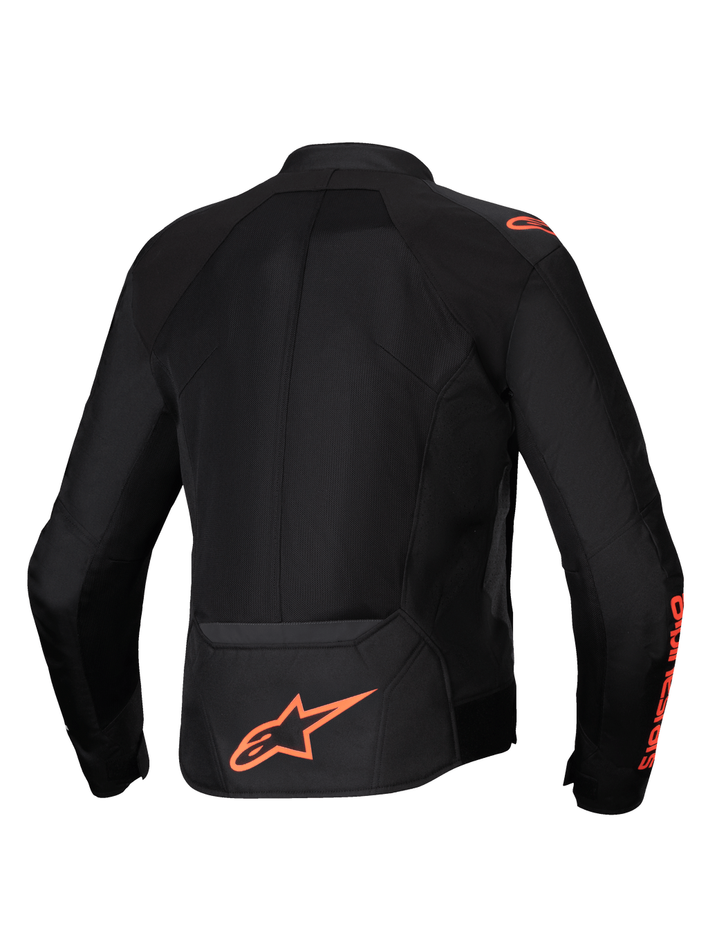 Alpinestars Viper Air V4 Jacke, Motorradjacke für Herren, Schwarz und Rot Fluo, Rückenansicht mit Tech-Mesh-Einsätzen.