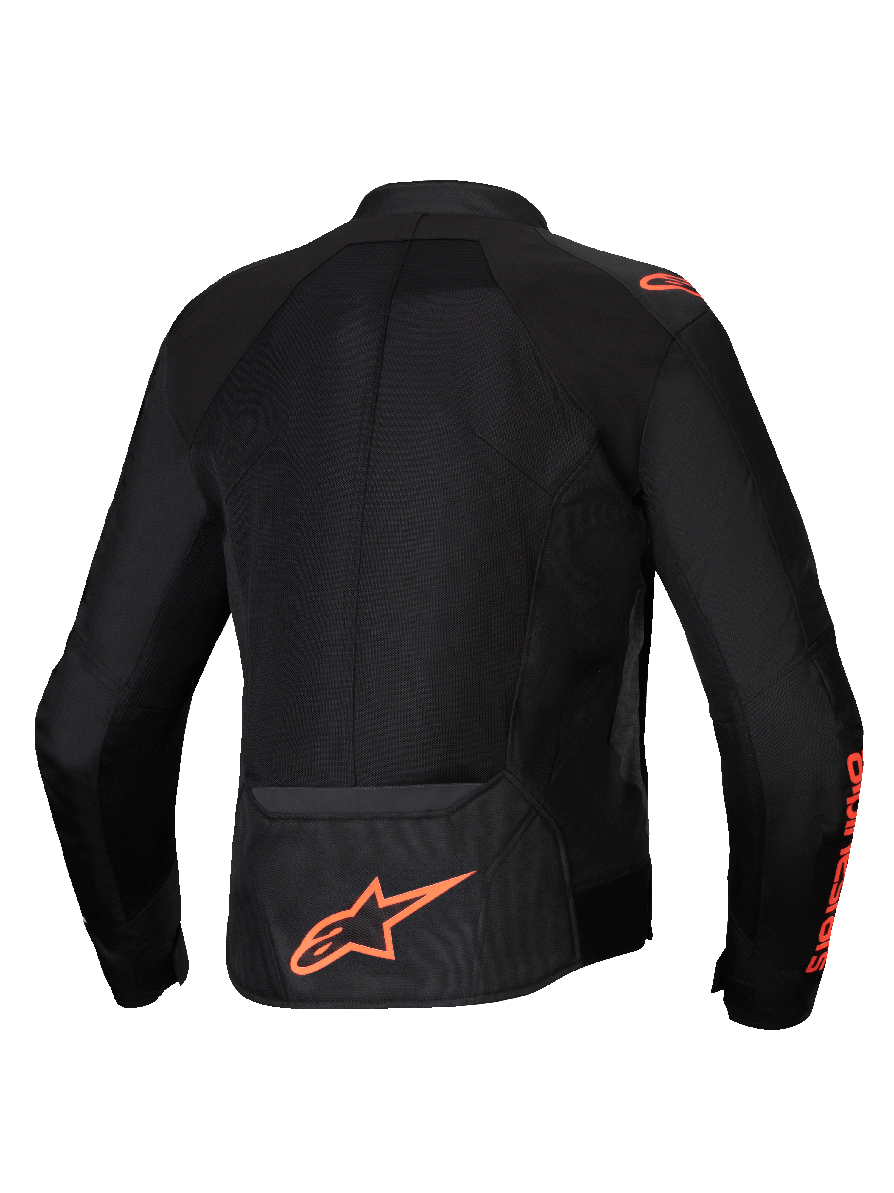 Alpinestars Viper Air V4 Jacke, Motorradjacke für Herren, Schwarz und Rot Fluo, Rückenansicht mit Tech-Mesh-Einsätzen.