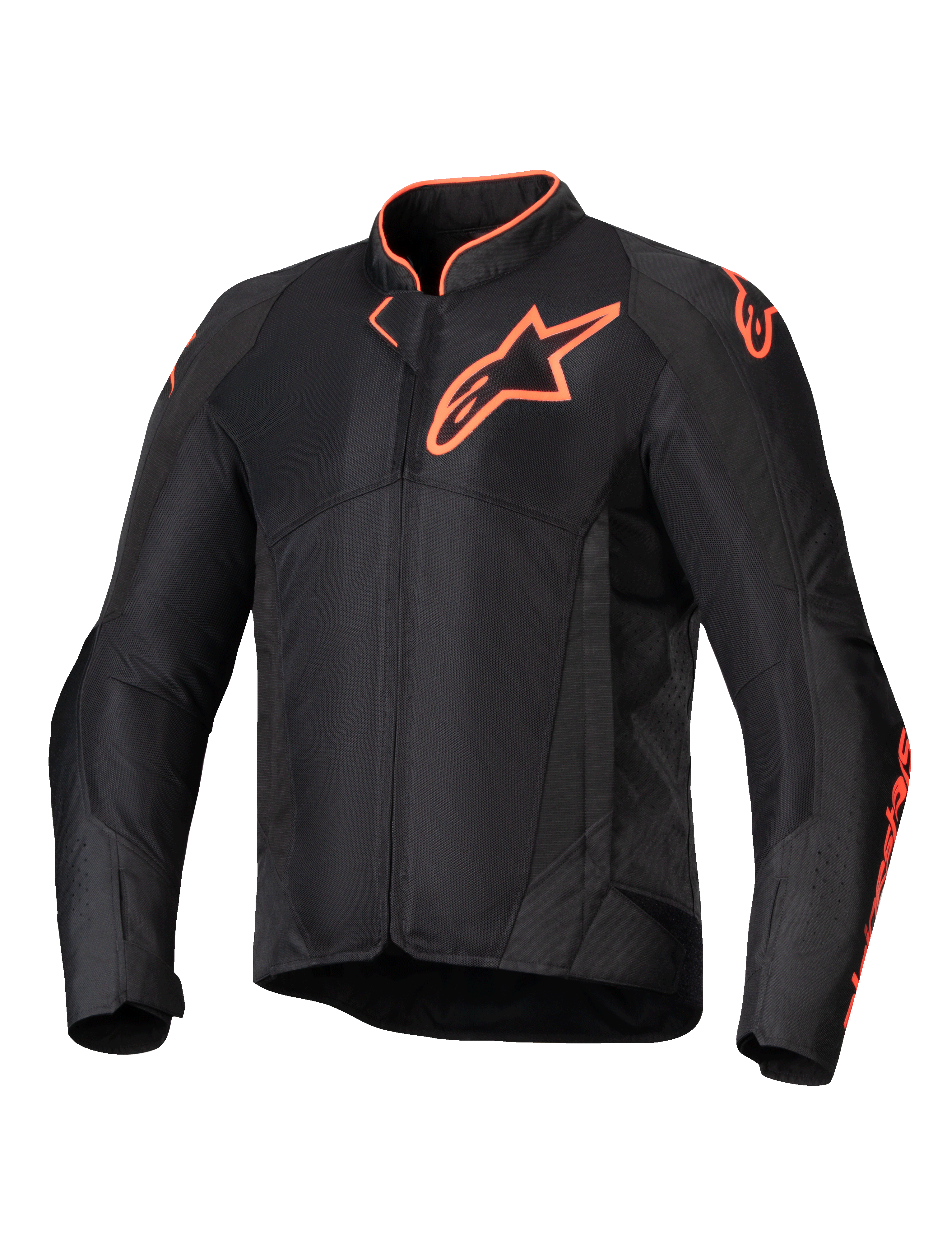 Alpinestars Viper Air V4 Jacke, belüftete Herren-Motorradjacke, Schwarz und Rot Fluo, Tech-Mesh-Gewebe, CE-Schutz
