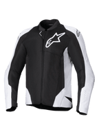 Alpinestars Viper Air V4 Jacke, Textil-Motorradjacke, Schwarz und Weiß, mit großem weißem Astar-Logo auf der Brust, perforierten Mesh-Einsätzen für Luftzirkulation und ergonomischer Sport-Passform für Straßenfahrten