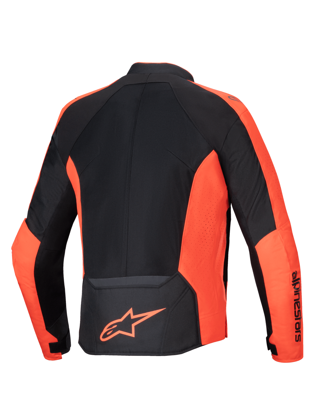 Alpinestars Viper Air V4 Jacke, belüftete Textil-Motorradjacke in Rot Fluo und Schwarz, Rückansicht mit Mesh-Einsätzen.