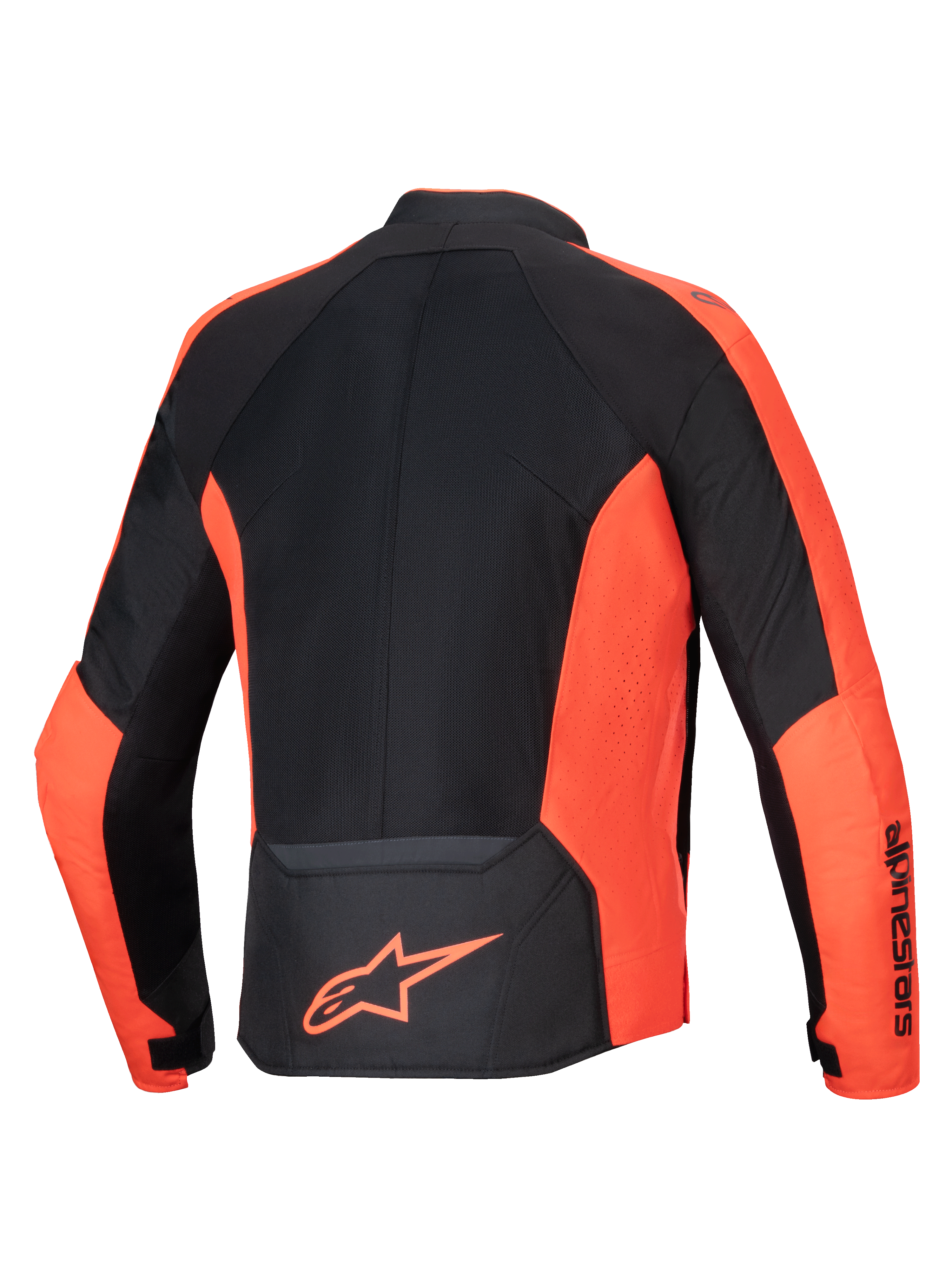 Alpinestars Viper Air V4 Jacke, belüftete Textil-Motorradjacke in Rot Fluo und Schwarz, Rückansicht mit Mesh-Einsätzen.