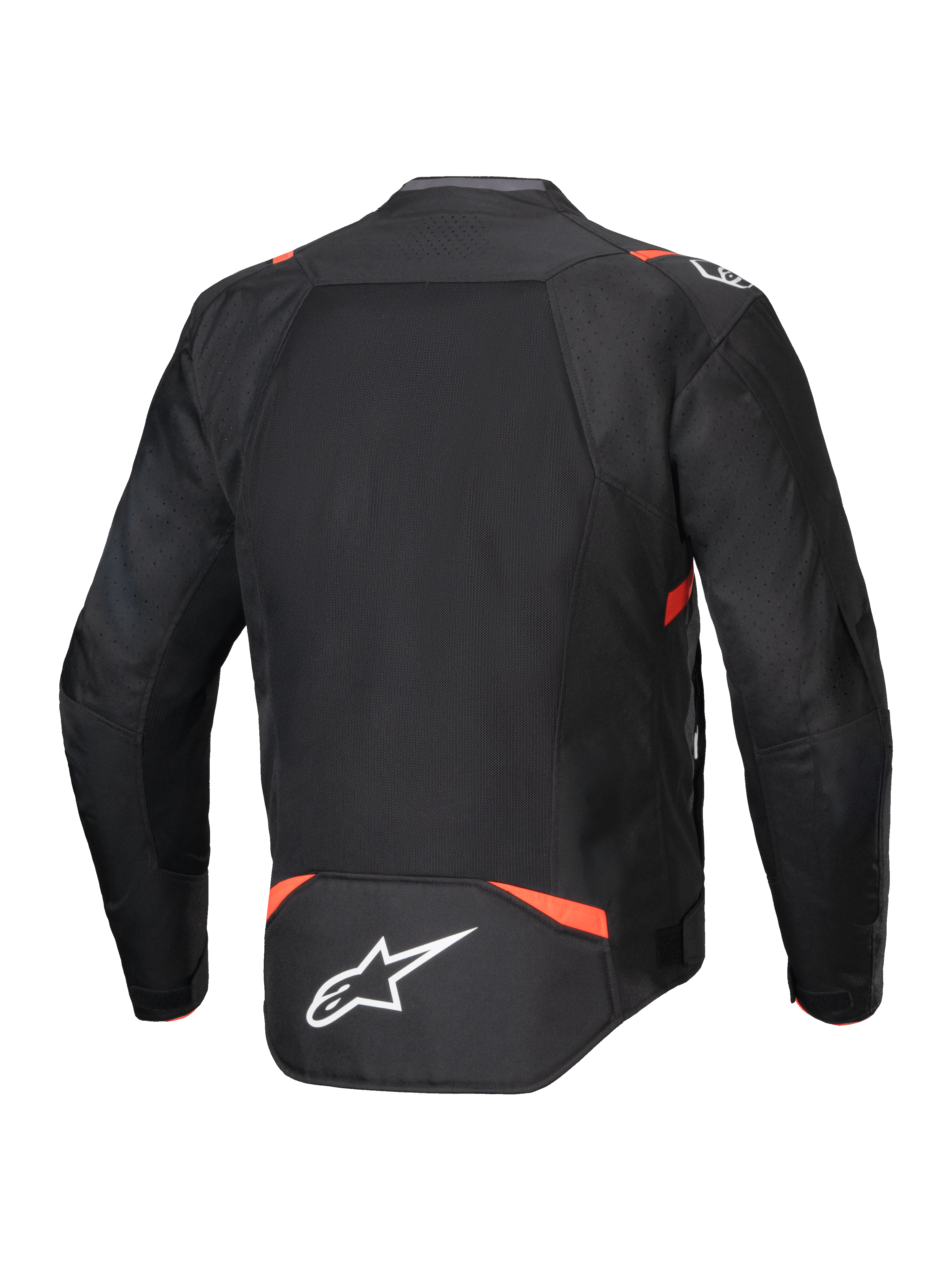 Alpinestars T-SPS Air V2 Jacke, belüftete Herren-Motorradjacke, Schwarz und Rot, Rückansicht mit Mesh-Panels, CE-zertifiziert.