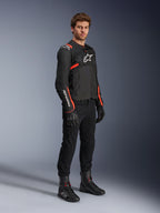 Alpinestars T-SPS Air V2 Jacke, Herren-Motorradjacke aus Textil in Schwarz und Rot Fluo mit belüfteten Mesh-Einsätzen.