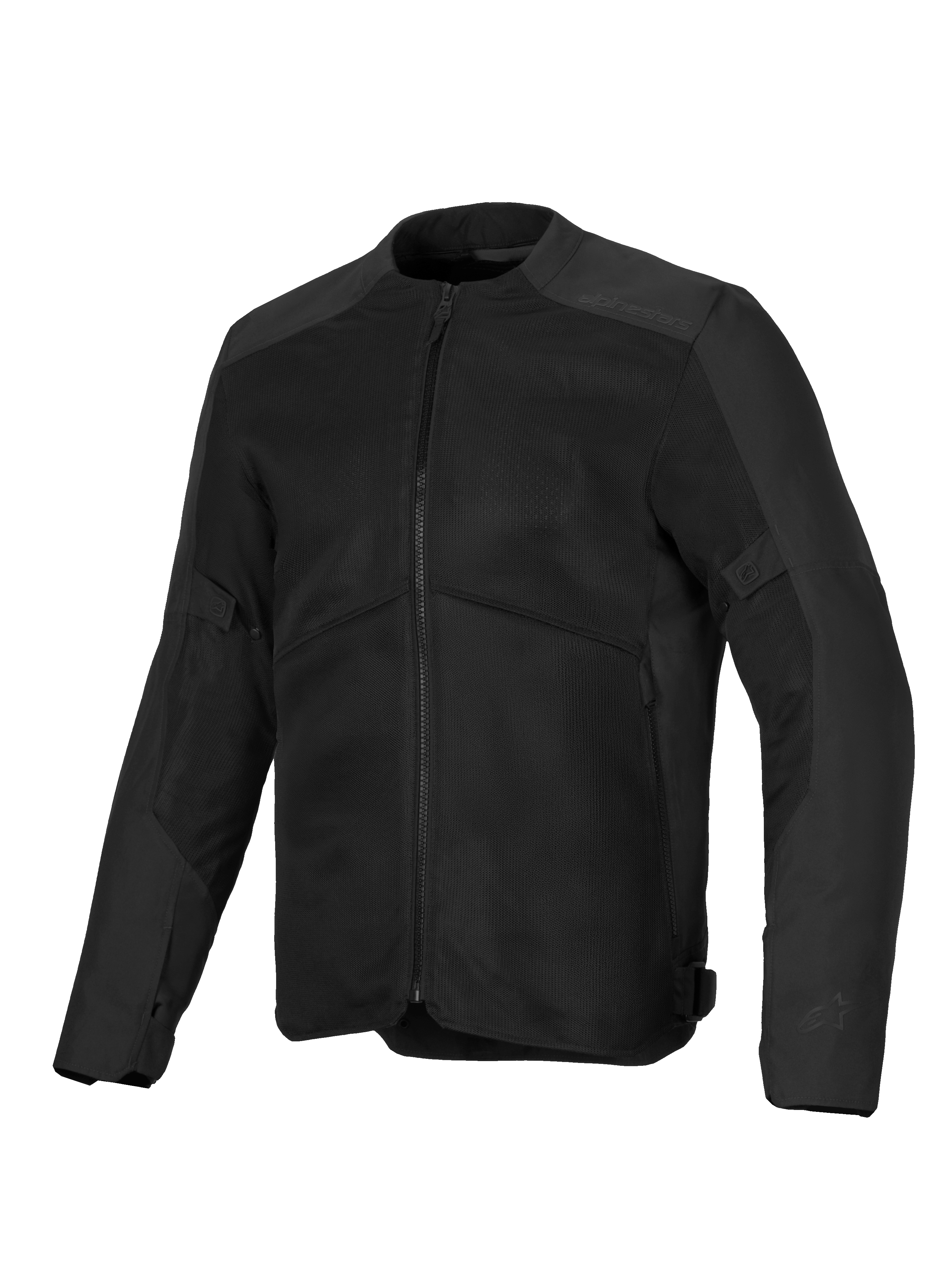 Alpinestars C-1 Air Jacket, Black Motorcycle Jacket, featuring large mesh ventilation panels, 450D polyfabric chassis, subtle embossed branding on shoulders, clean urban contemporary design for warm-weather riding