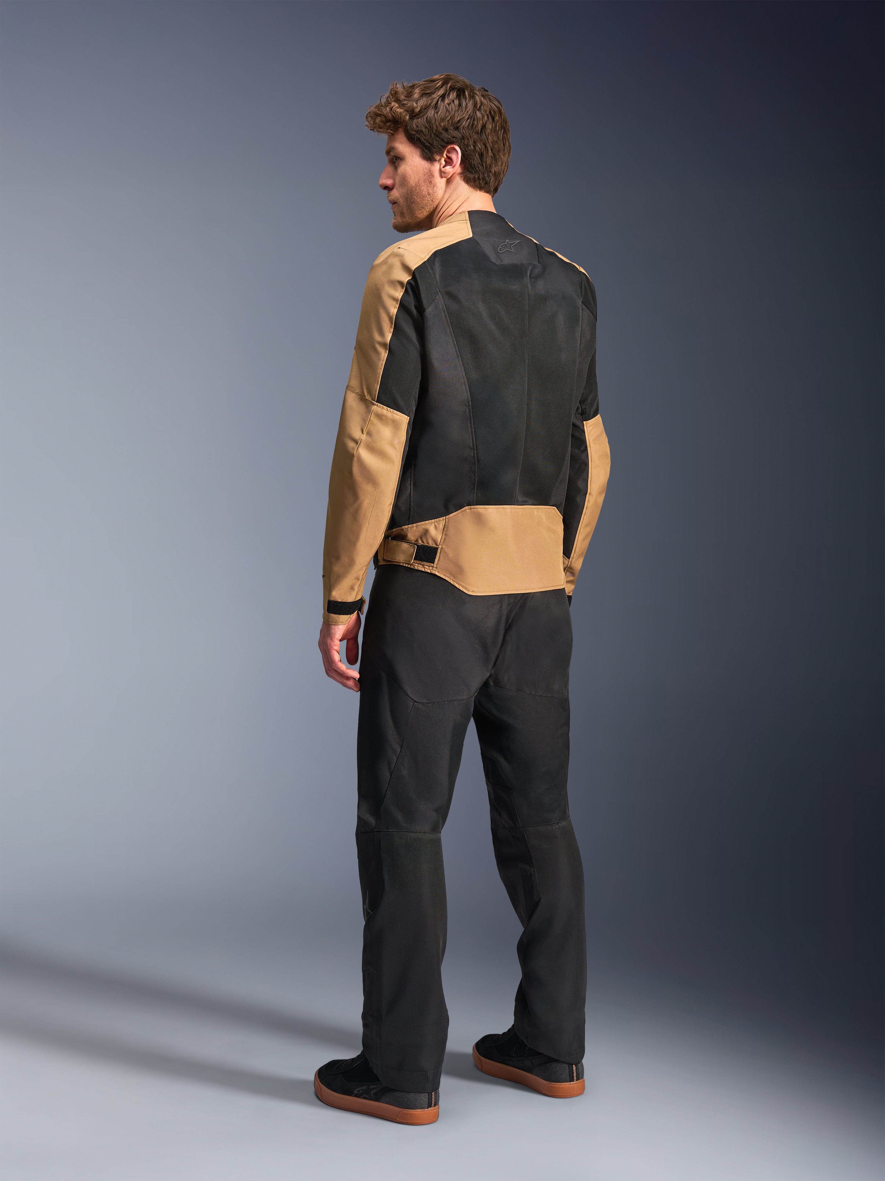 Alpinestars C-1 Air Jacket, Urban Riding, Men's, Sand and Black Textile, rear view showing tech mesh panels.