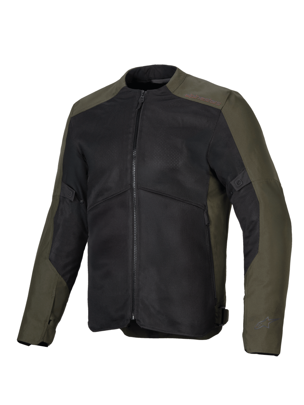 Alpinestars C-1 Air Jacke, Motorradjacke, Khaki und Schwarz, mit großen Mesh-Einsätzen zur Belüftung, 450D-Polygewebe-Konstruktion, raffinierte reflektierende Logos an den Ärmeln und am Kragen, urbaner zeitgenössischer Stil für das Pendeln in der Stadt und Touren
