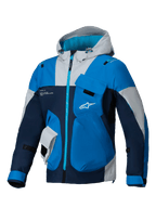 Alpinestars Mogress Air Jacke, Urban-Motorradjacke für Herren, Blau und Dunkelblau, belüftetes Ripstop-Gewebe mit Kapuze und Nucleon Flex Plus Protektoren.
