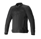 Alpinestars T-SP X Superair Jacket, Black Motorcycle Jacket, tonal chest and shoulder logos, extensive mesh paneling for airflow, front zipper, side pockets, and adjustable waist straps, sporty road riding design