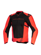 Alpinestars MM93 T-SPS Air V2 Jacke, Motorradjacke, Leuchtrot und Schwarz, mit Marc Marquez-Schriftzug auf der Brust und 93-Logo am Saum, Alpinestars-Schulterlogos, Mesh-Einsätze für optimale Belüftung, sportliches Textildesign